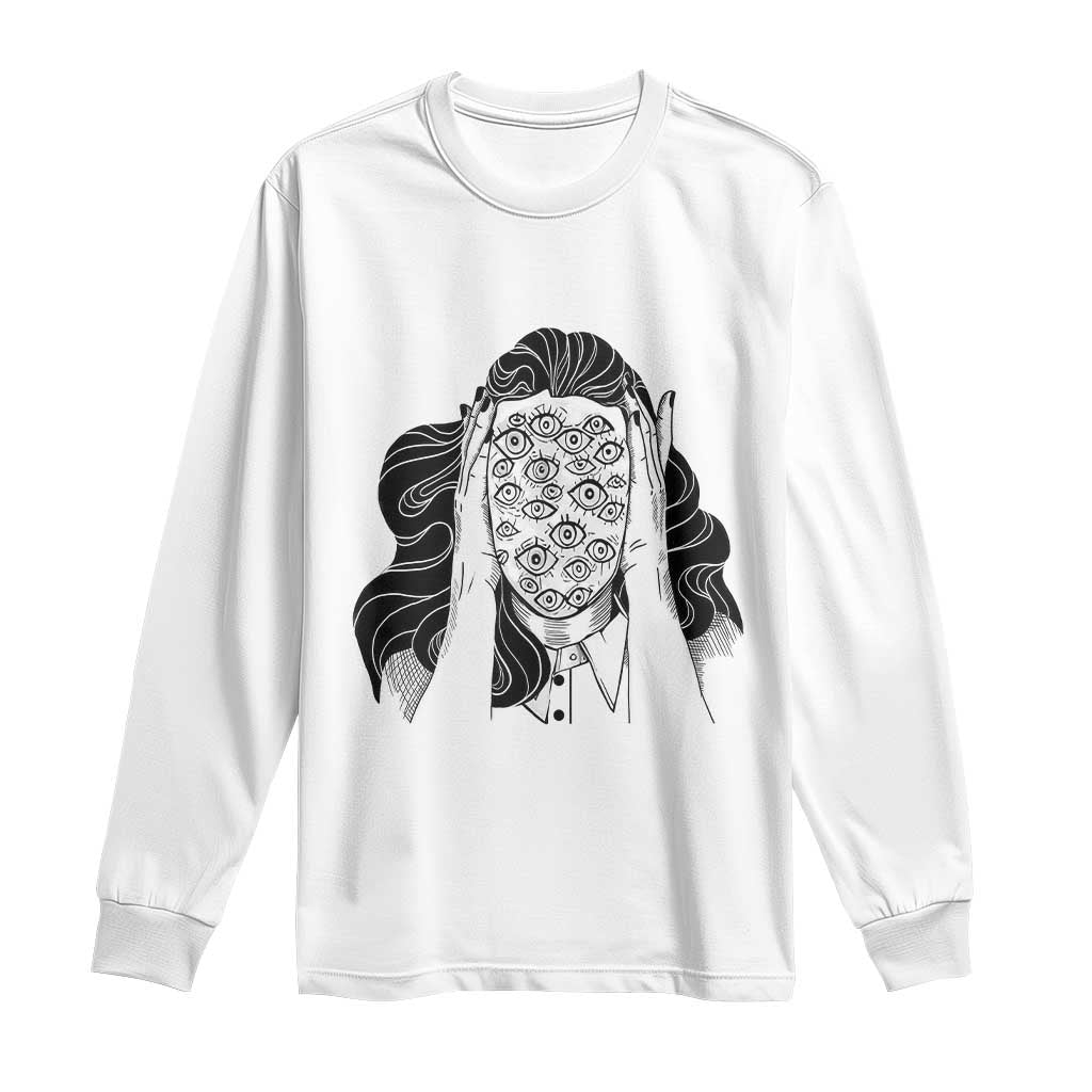 Creepy Aesthetic All Eyes On Me Psycho Girl Long Sleeve Shirt