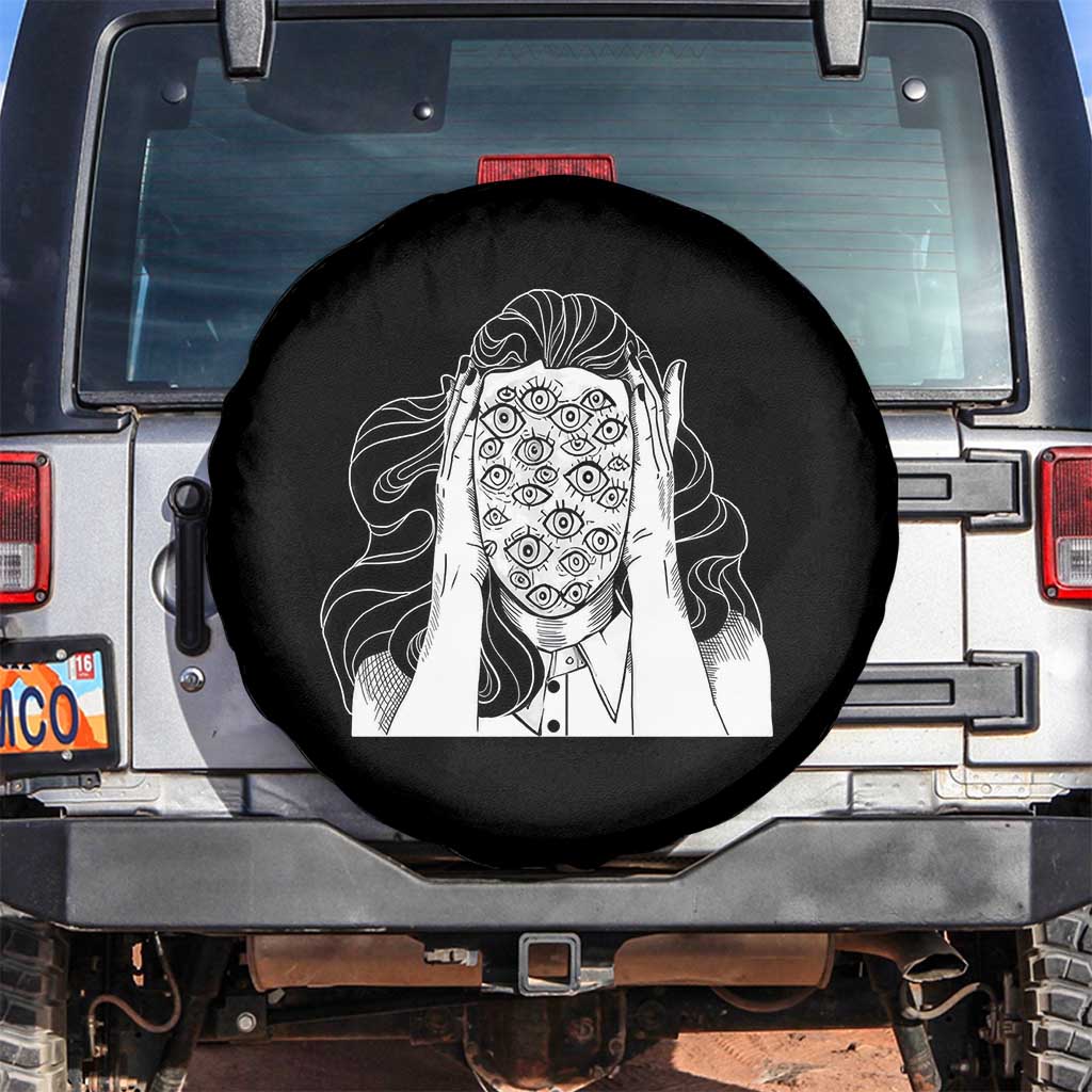 Creepy Aesthetic All Eyes On Me Psycho Girl Spare Tire Cover