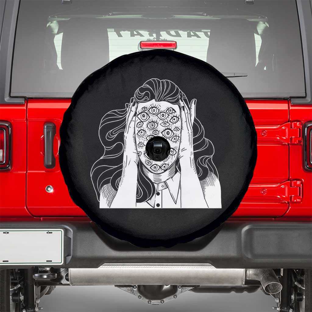 Creepy Aesthetic All Eyes On Me Psycho Girl Spare Tire Cover