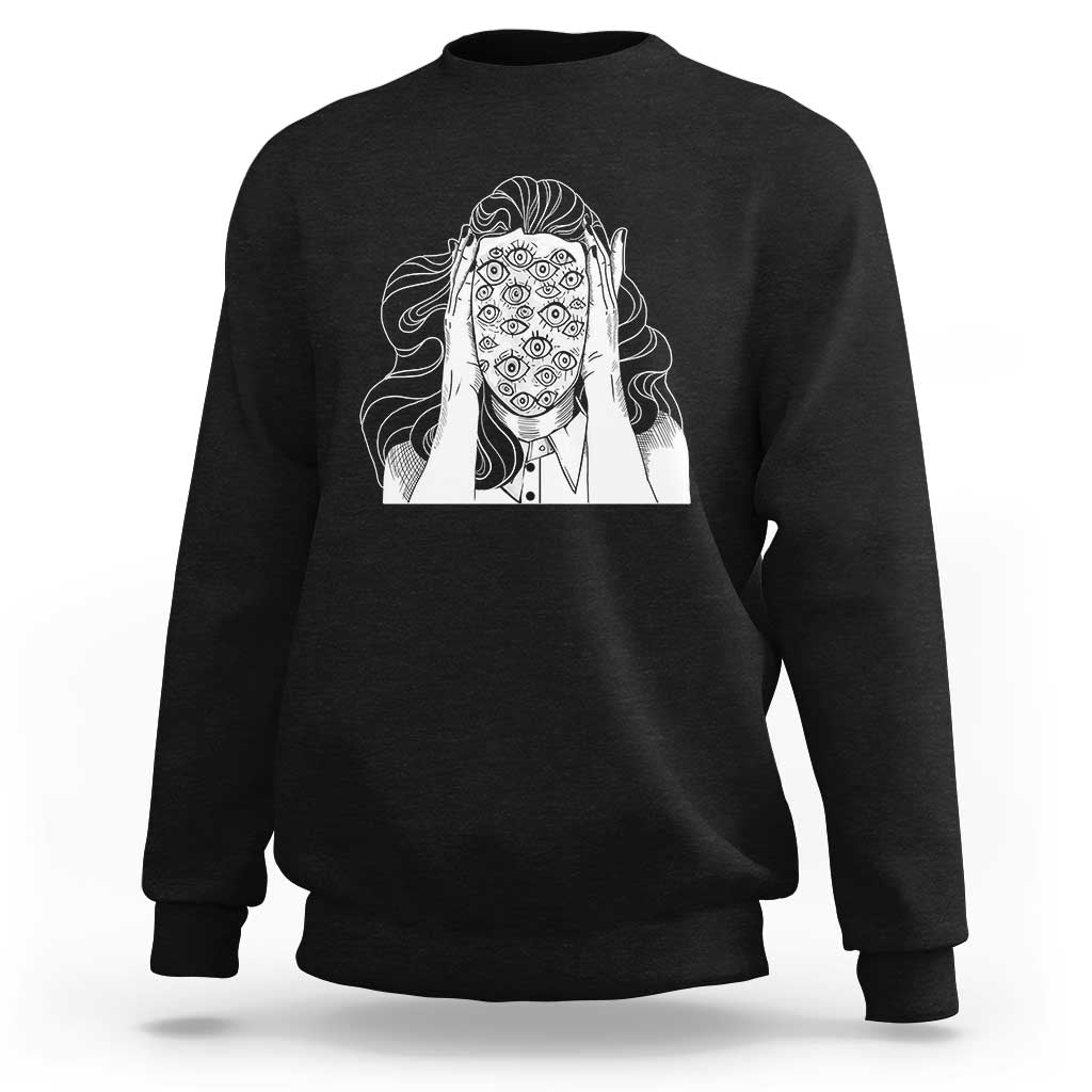 Creepy Aesthetic All Eyes On Me Psycho Girl Sweatshirt - Wonder Print Shop