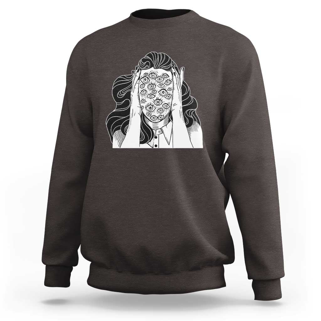 Creepy Aesthetic All Eyes On Me Psycho Girl Sweatshirt - Wonder Print Shop