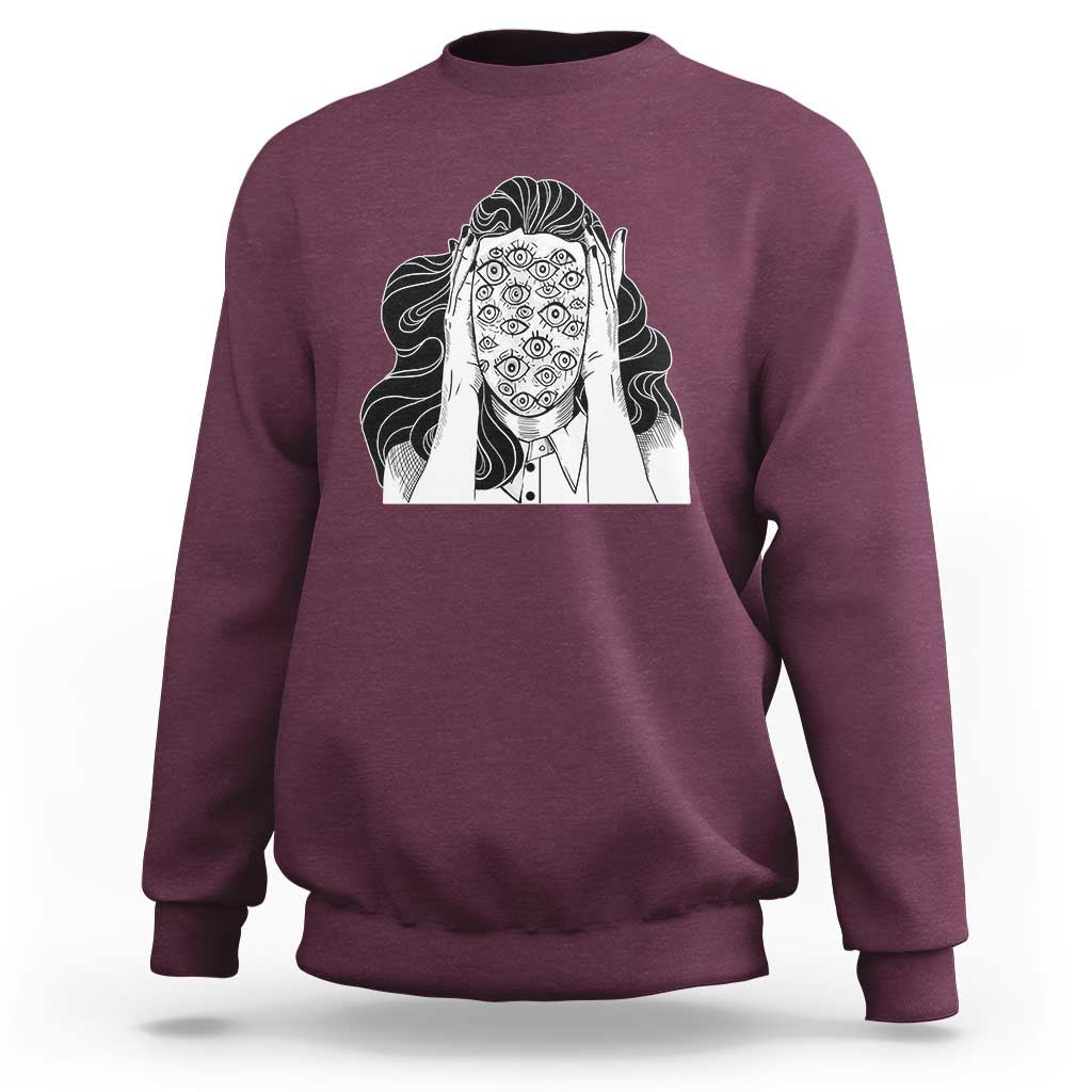 Creepy Aesthetic All Eyes On Me Psycho Girl Sweatshirt - Wonder Print Shop
