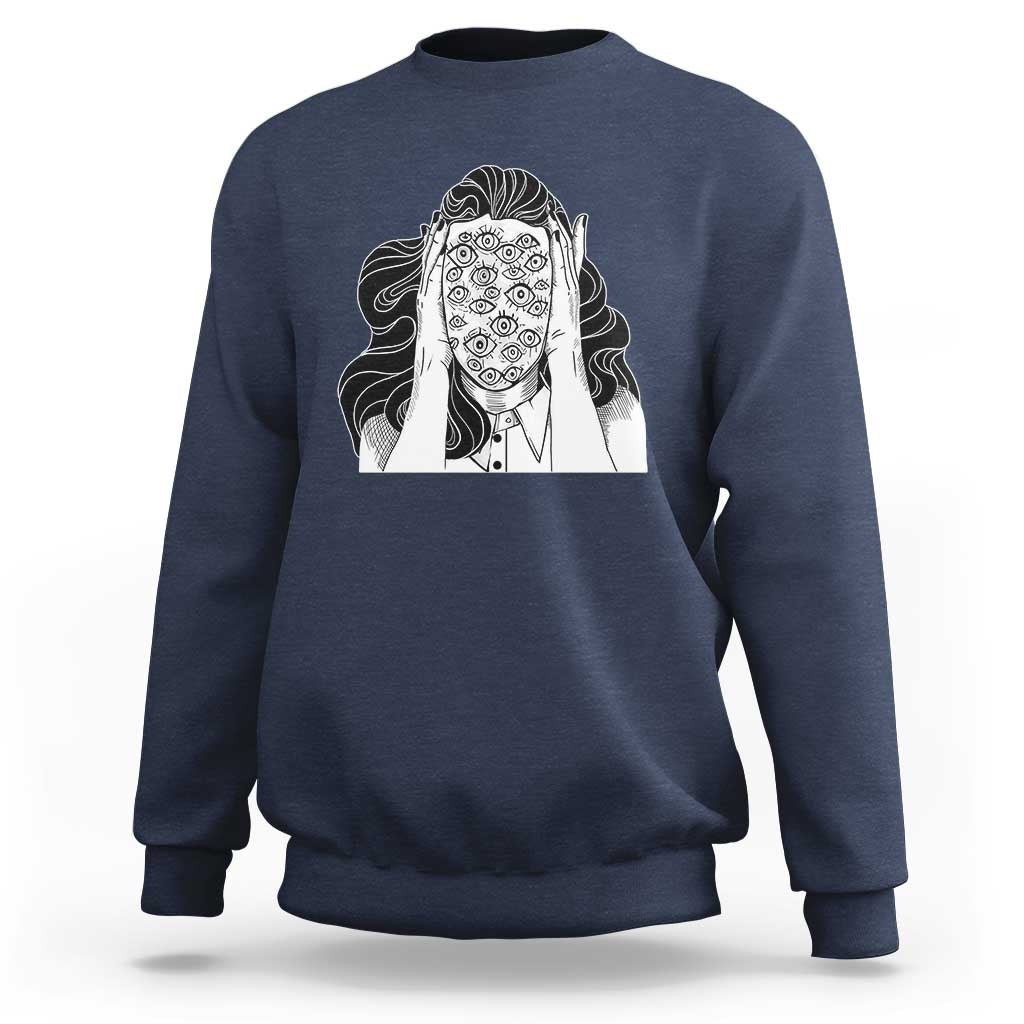 Creepy Aesthetic All Eyes On Me Psycho Girl Sweatshirt - Wonder Print Shop