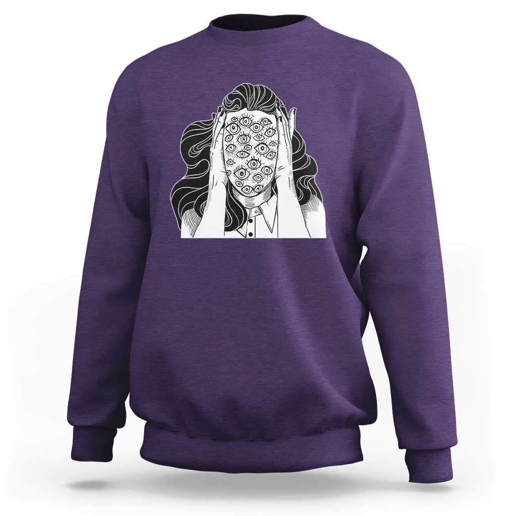 Creepy Aesthetic All Eyes On Me Psycho Girl Sweatshirt - Wonder Print Shop