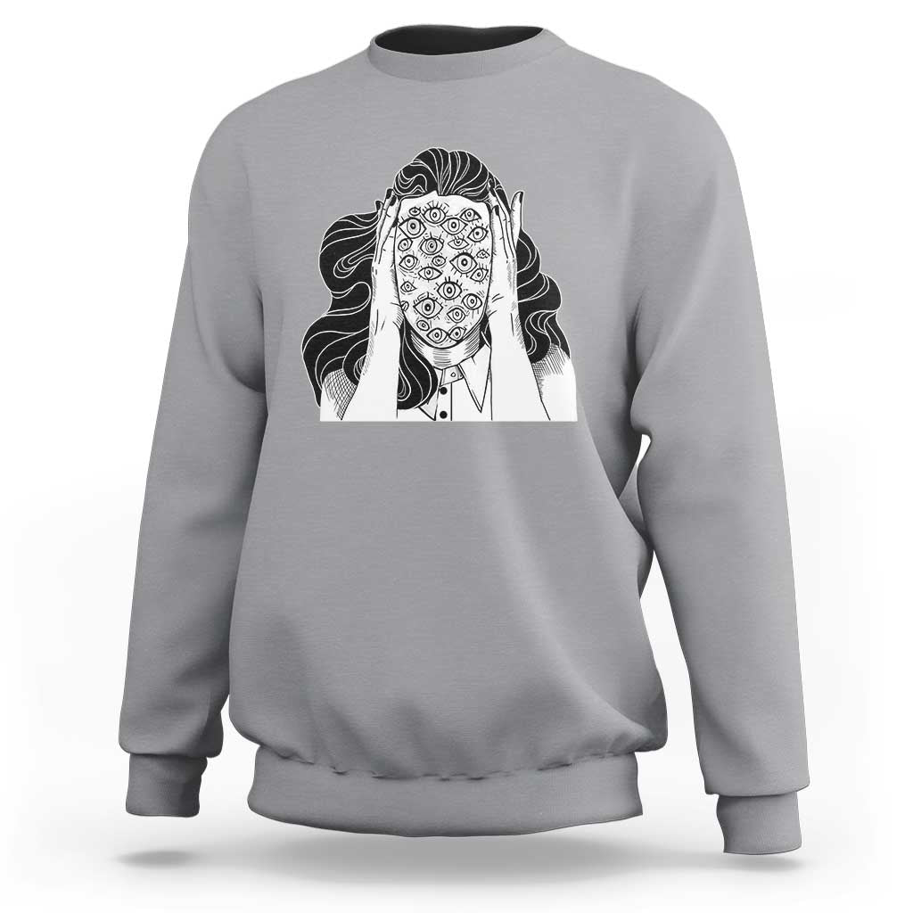 Creepy Aesthetic All Eyes On Me Psycho Girl Sweatshirt - Wonder Print Shop