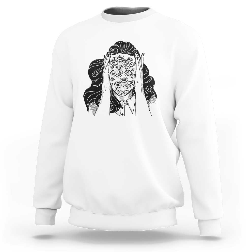 Creepy Aesthetic All Eyes On Me Psycho Girl Sweatshirt - Wonder Print Shop