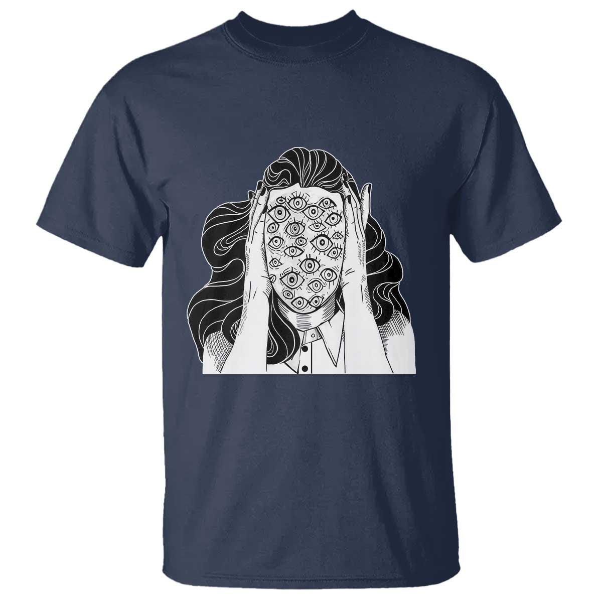 Creepy Aesthetic All Eyes On Me Psycho Girl T Shirt - Wonder Print Shop