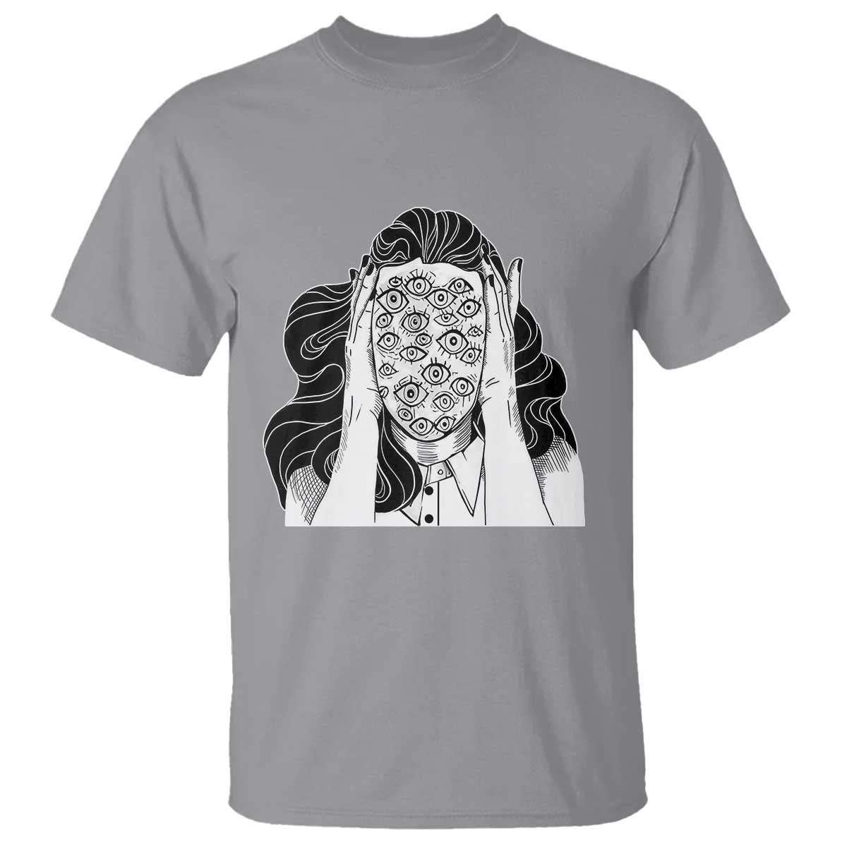 Creepy Aesthetic All Eyes On Me Psycho Girl T Shirt - Wonder Print Shop