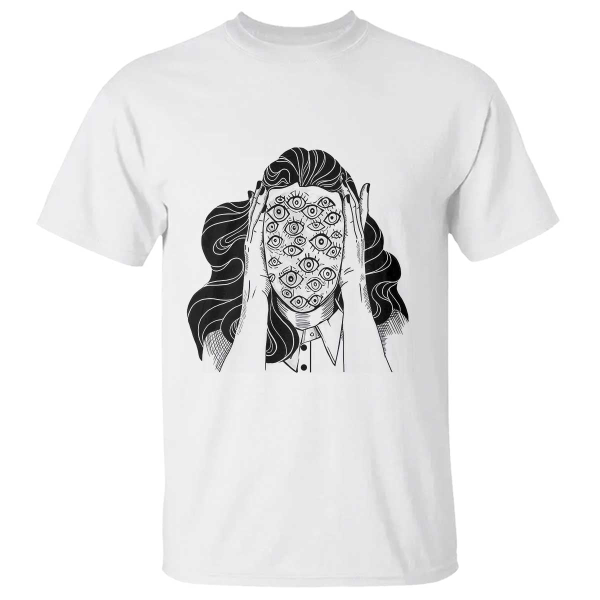 Creepy Aesthetic All Eyes On Me Psycho Girl T Shirt - Wonder Print Shop