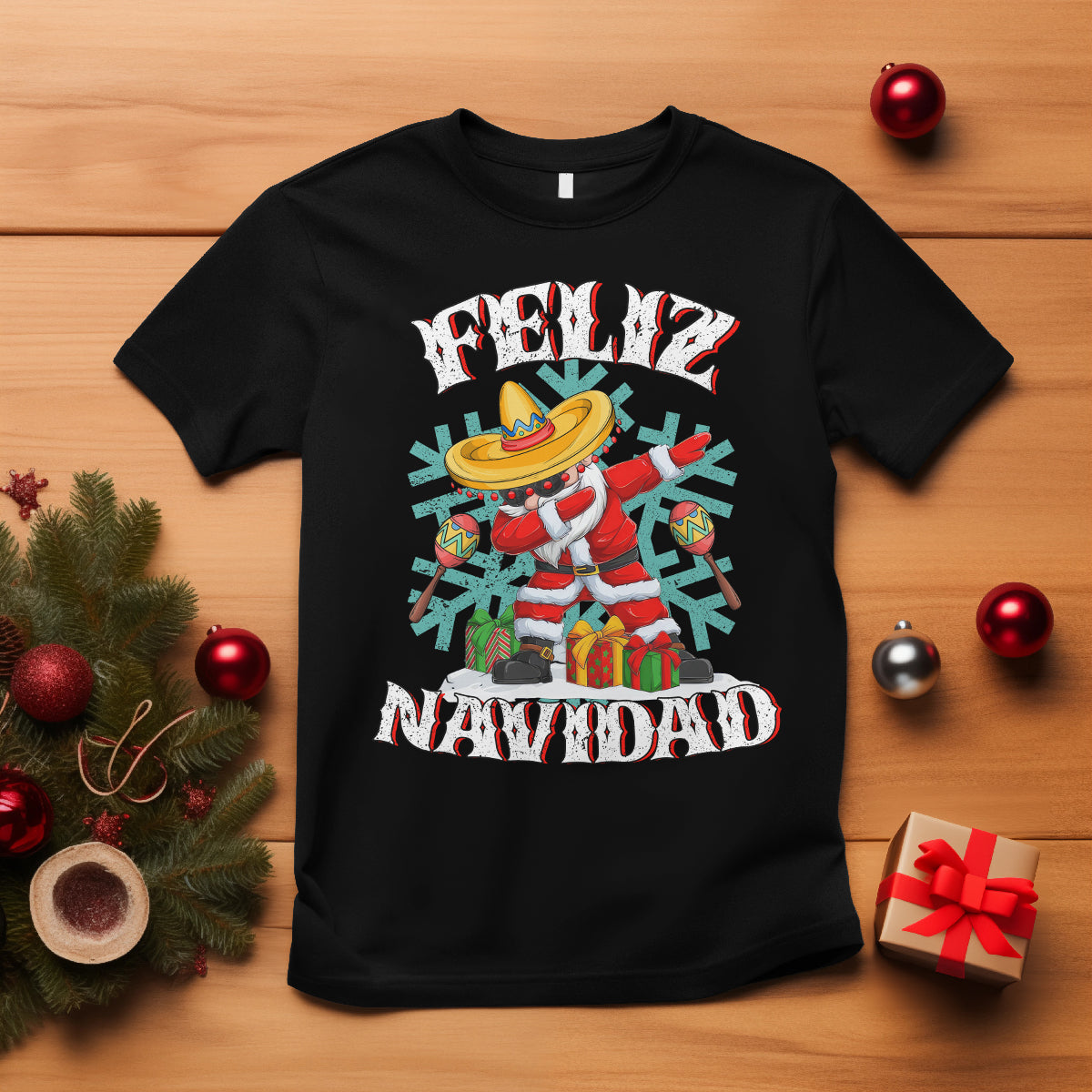 Feliz Navidad Dabbing Christmas Spanish Sombrero T Shirt - Wonder Print Shop