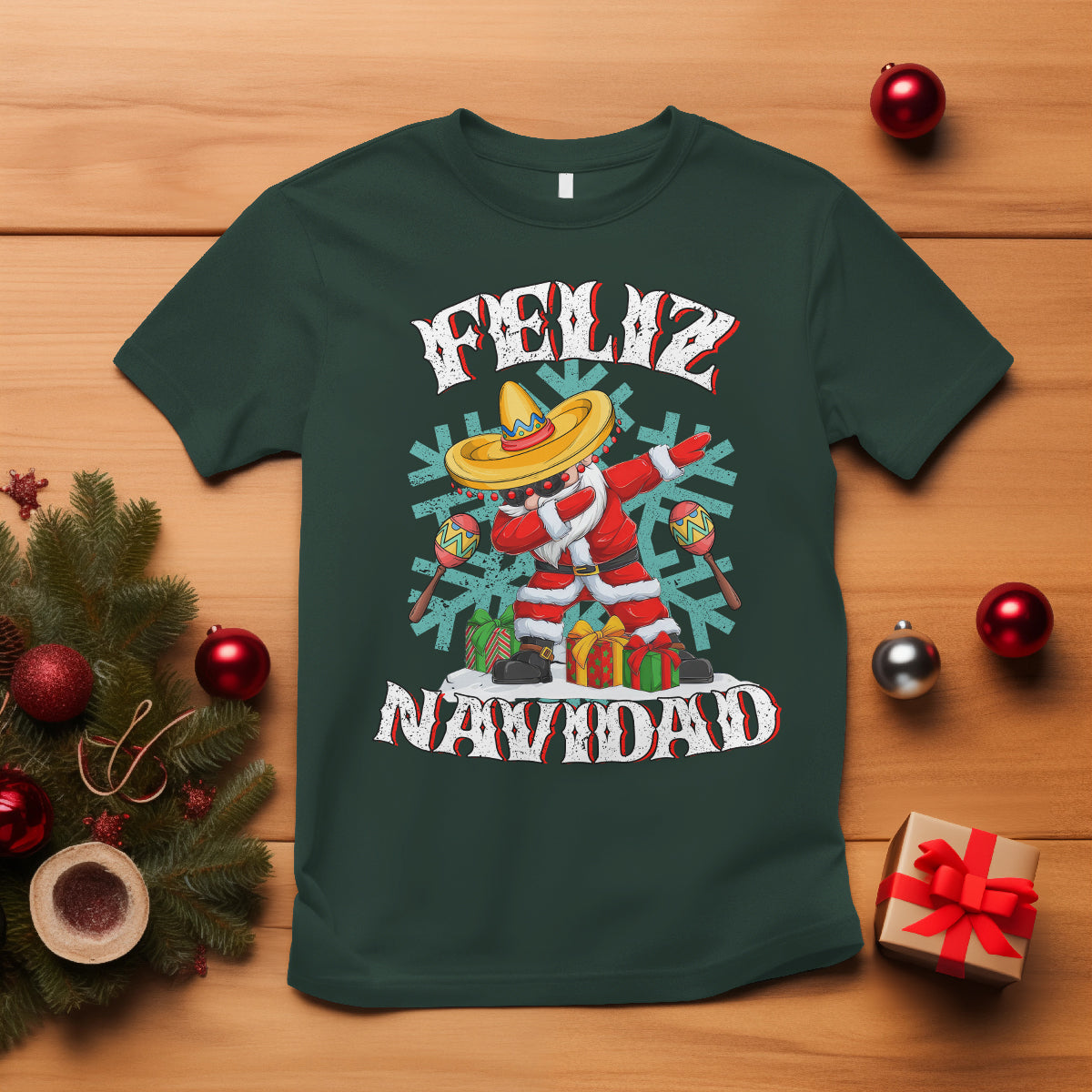 Feliz Navidad Dabbing Christmas Spanish Sombrero T Shirt - Wonder Print Shop