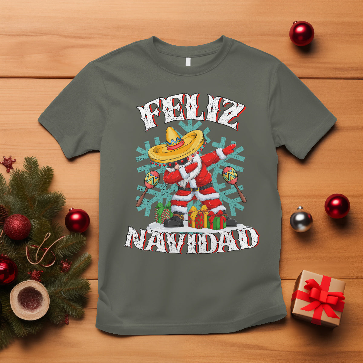 Feliz Navidad Dabbing Christmas Spanish Sombrero T Shirt - Wonder Print Shop