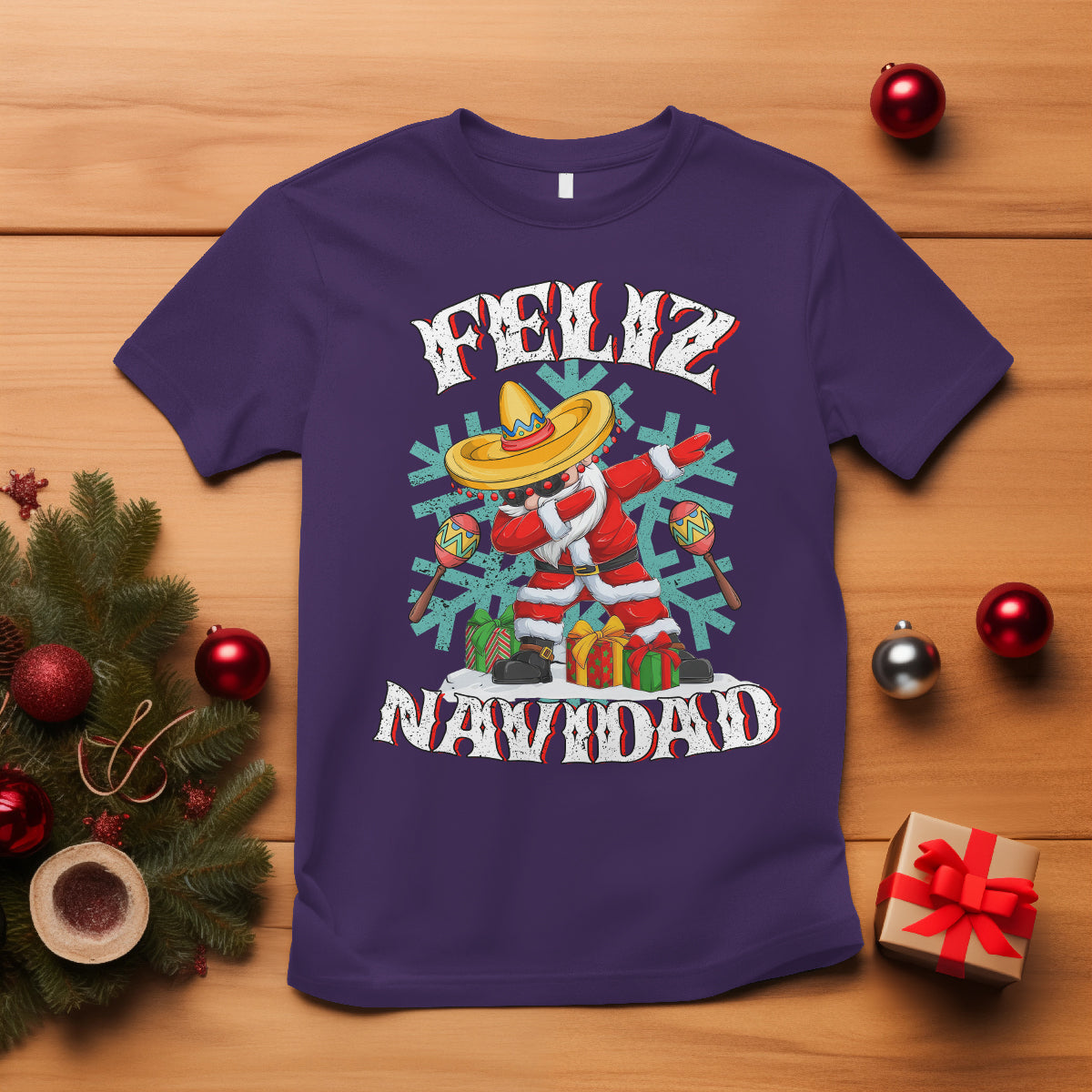 Feliz Navidad Dabbing Christmas Spanish Sombrero T Shirt - Wonder Print Shop
