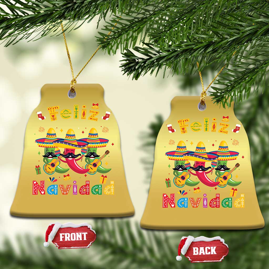 Mexico Xmas Christmas Ornament Feliz Navidad Mexican Fiesta Hot Pepper Guitar Party - Wonder Print Shop