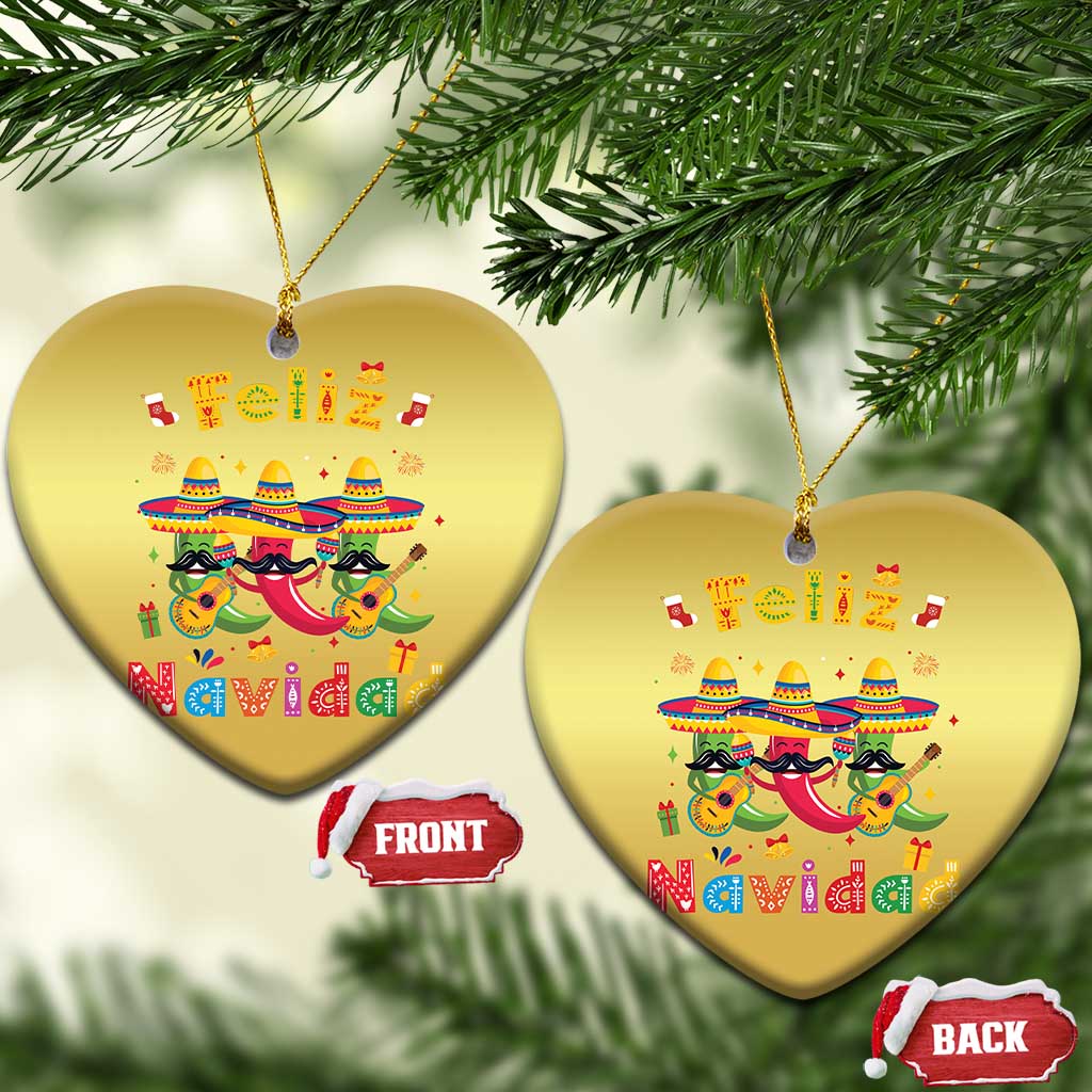 Mexico Xmas Christmas Ornament Feliz Navidad Mexican Fiesta Hot Pepper Guitar Party - Wonder Print Shop