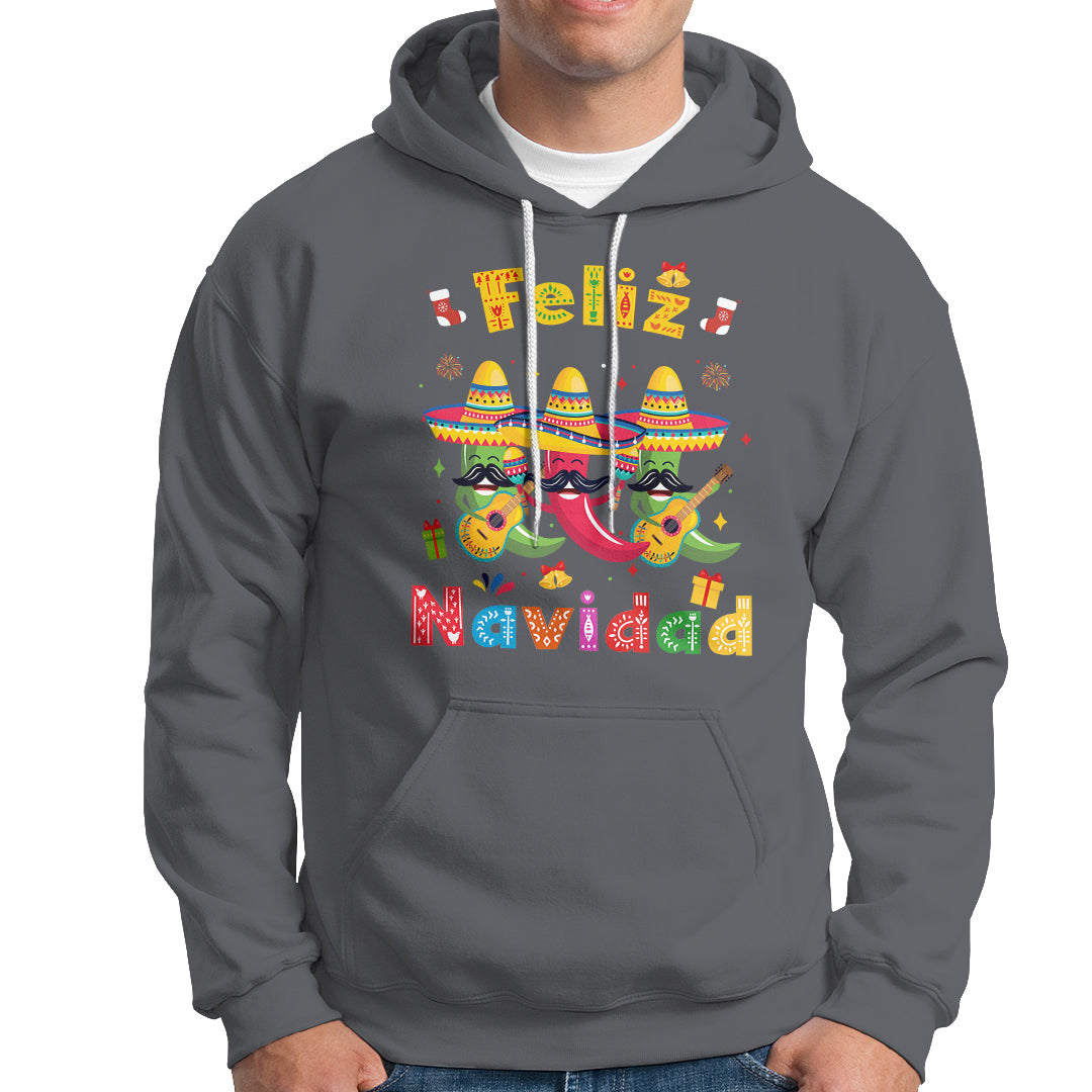Feliz Navidad Mexican Fiesta Hot Pepper Guitar Party Hoodie - Wonder Print Shop