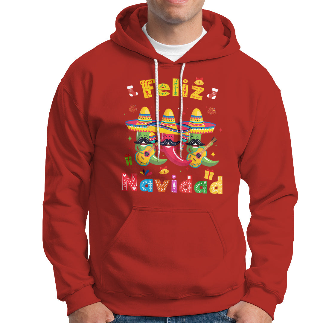 Feliz Navidad Mexican Fiesta Hot Pepper Guitar Party Hoodie - Wonder Print Shop