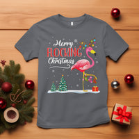 Merry Flocking Christmas Pink Flamingo Funny Xmas Socks T Shirt - Wonder Print Shop
