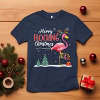 Merry Flocking Christmas Pink Flamingo Funny Xmas Socks T Shirt - Wonder Print Shop