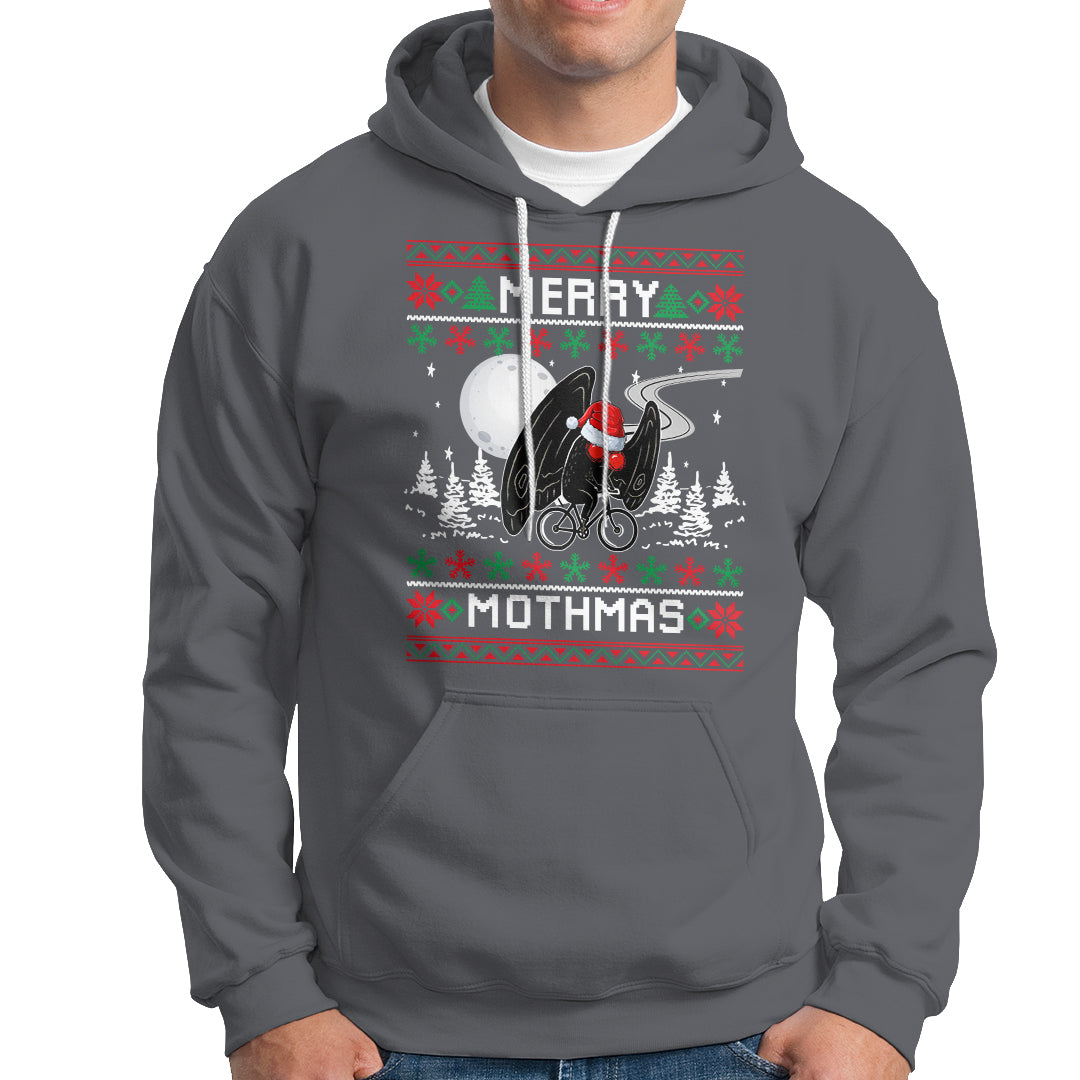 Christmas Hoodie Merry Mothmas Santa Mothman Xmas Night - Wonder Print Shop