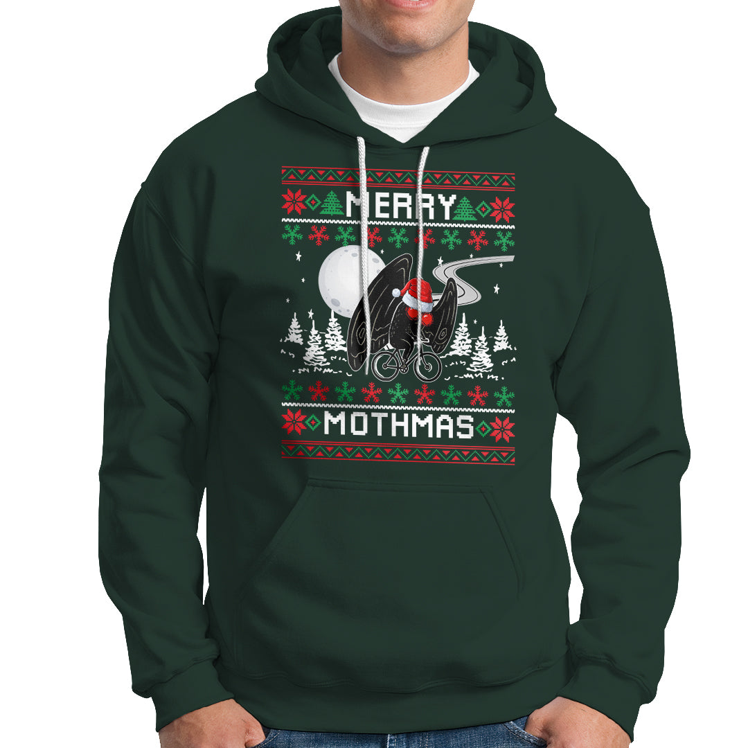 Christmas Hoodie Merry Mothmas Santa Mothman Xmas Night - Wonder Print Shop