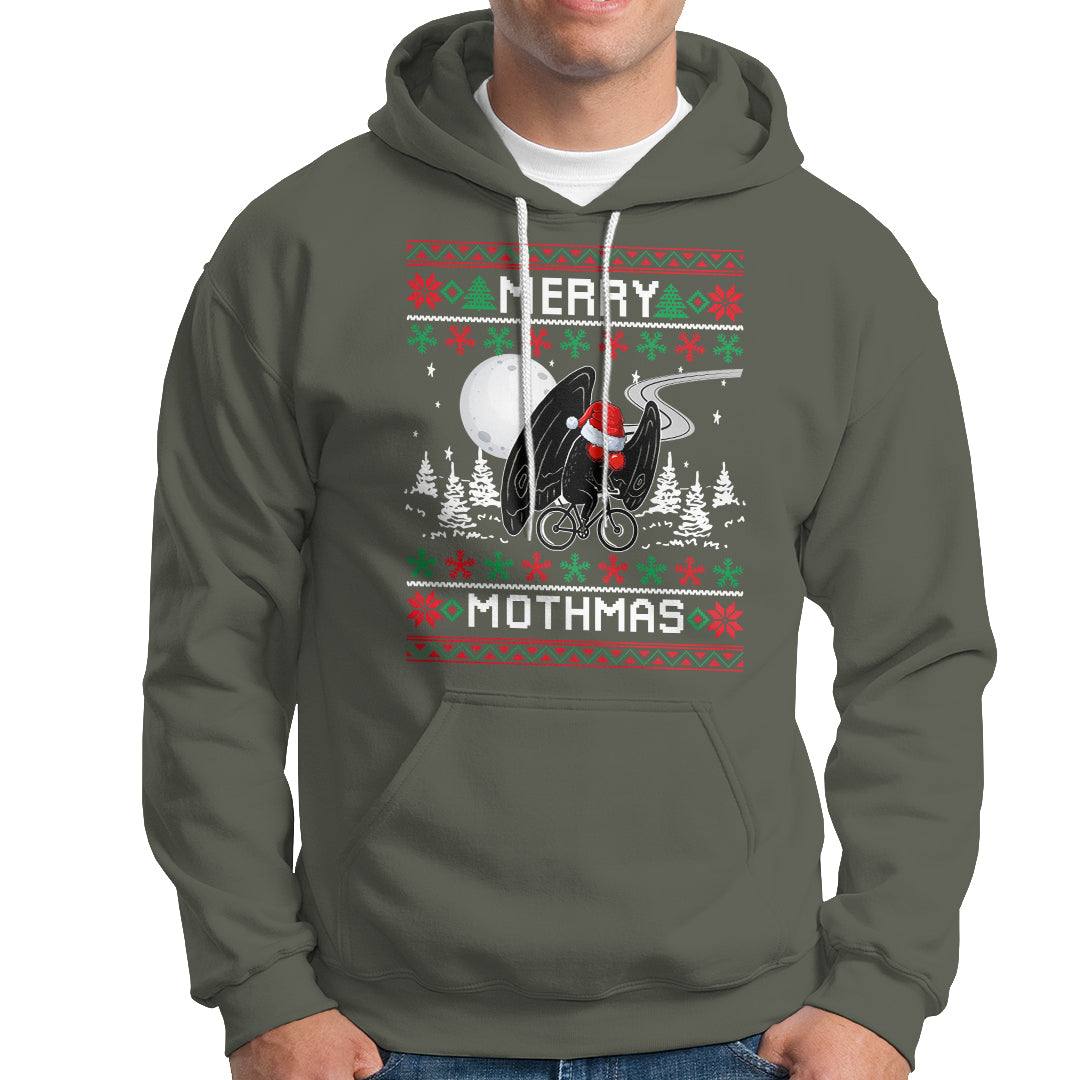 Christmas Hoodie Merry Mothmas Santa Mothman Xmas Night - Wonder Print Shop