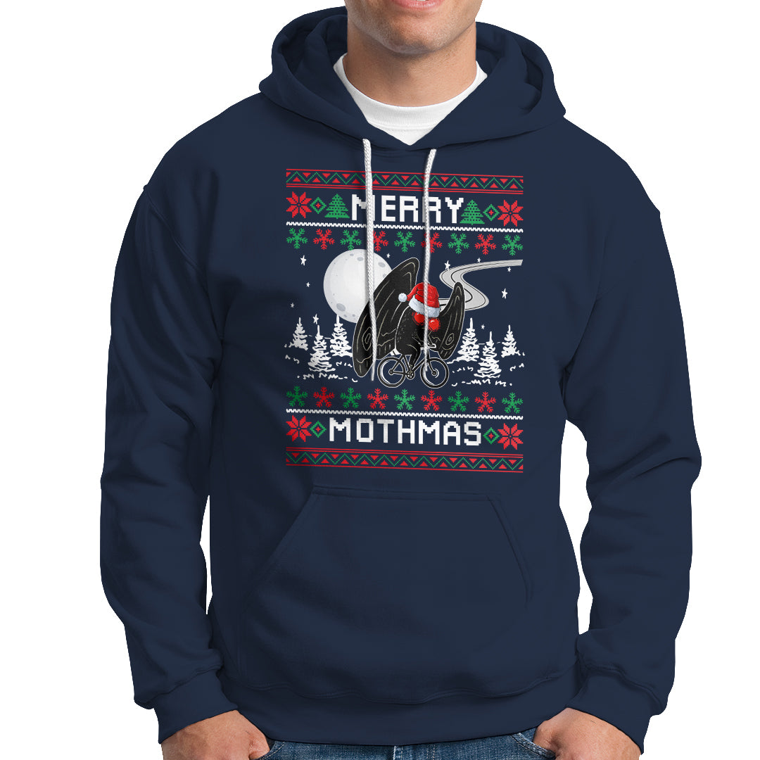 Christmas Hoodie Merry Mothmas Santa Mothman Xmas Night - Wonder Print Shop