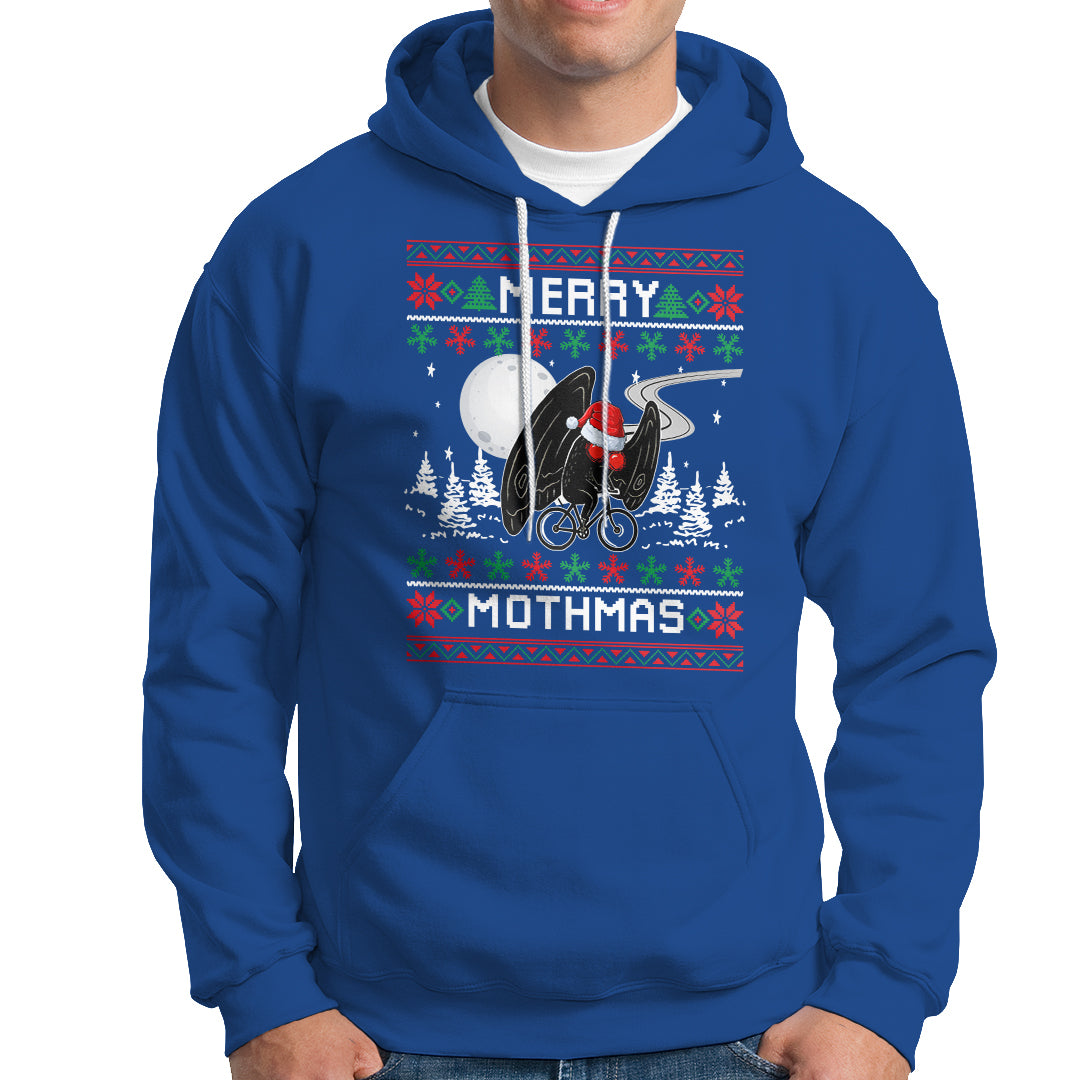 Christmas Hoodie Merry Mothmas Santa Mothman Xmas Night - Wonder Print Shop