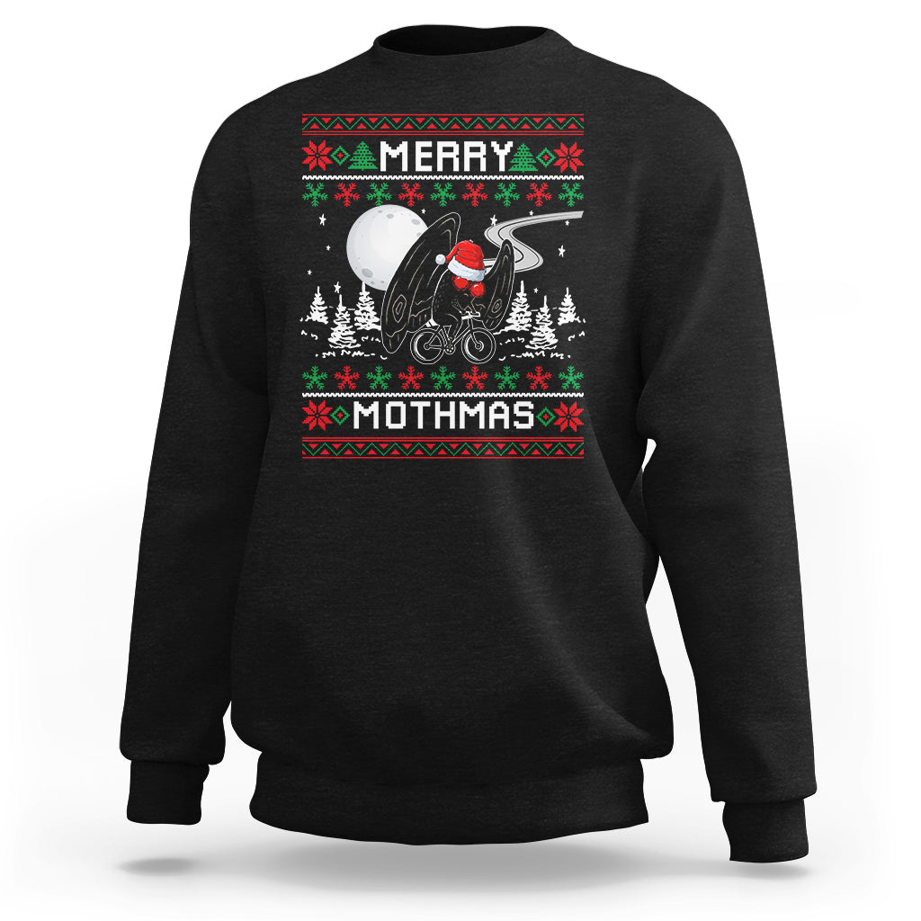 Christmas Sweatshirt Merry Mothmas Santa Mothman Xmas Night - Wonder Print Shop