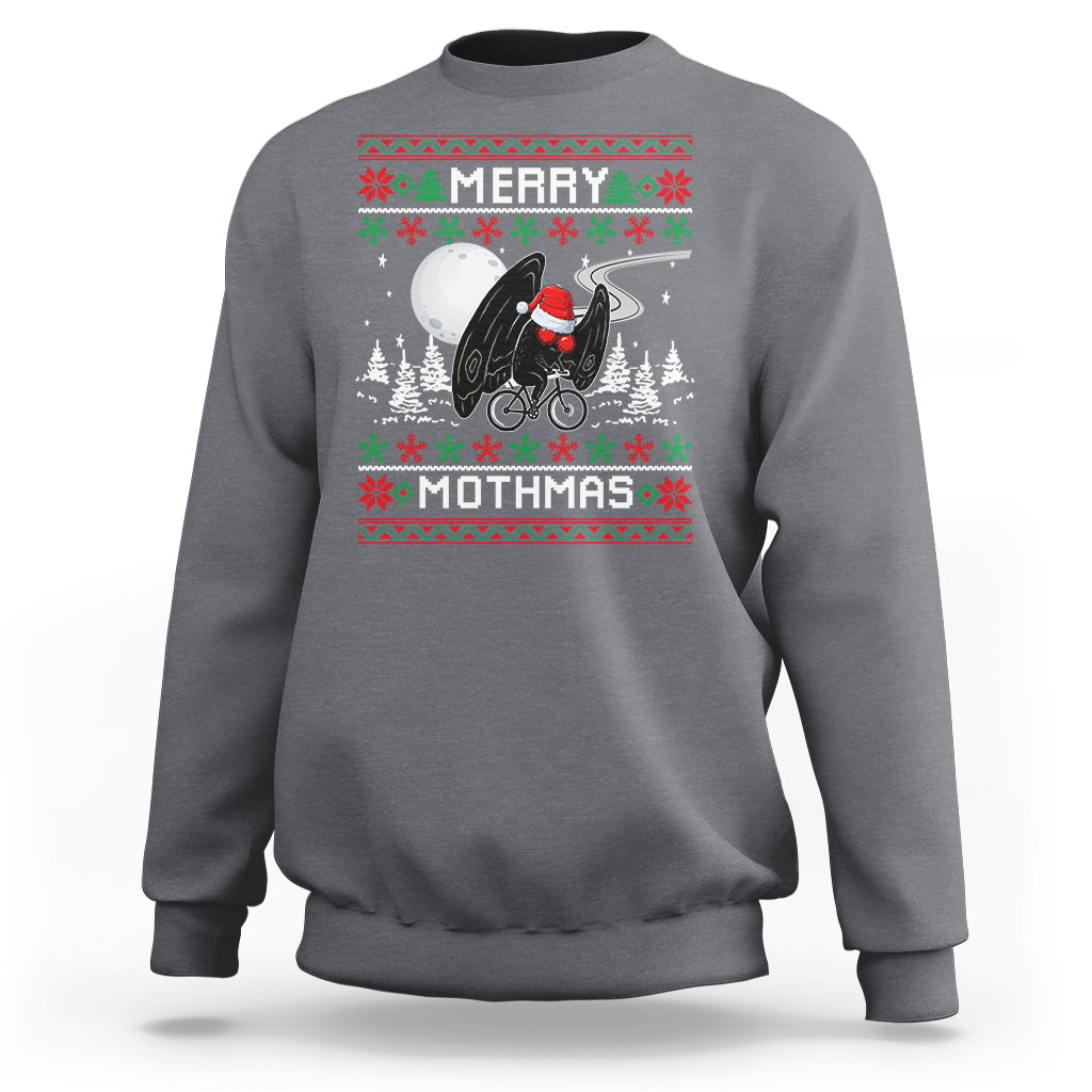Christmas Sweatshirt Merry Mothmas Santa Mothman Xmas Night - Wonder Print Shop