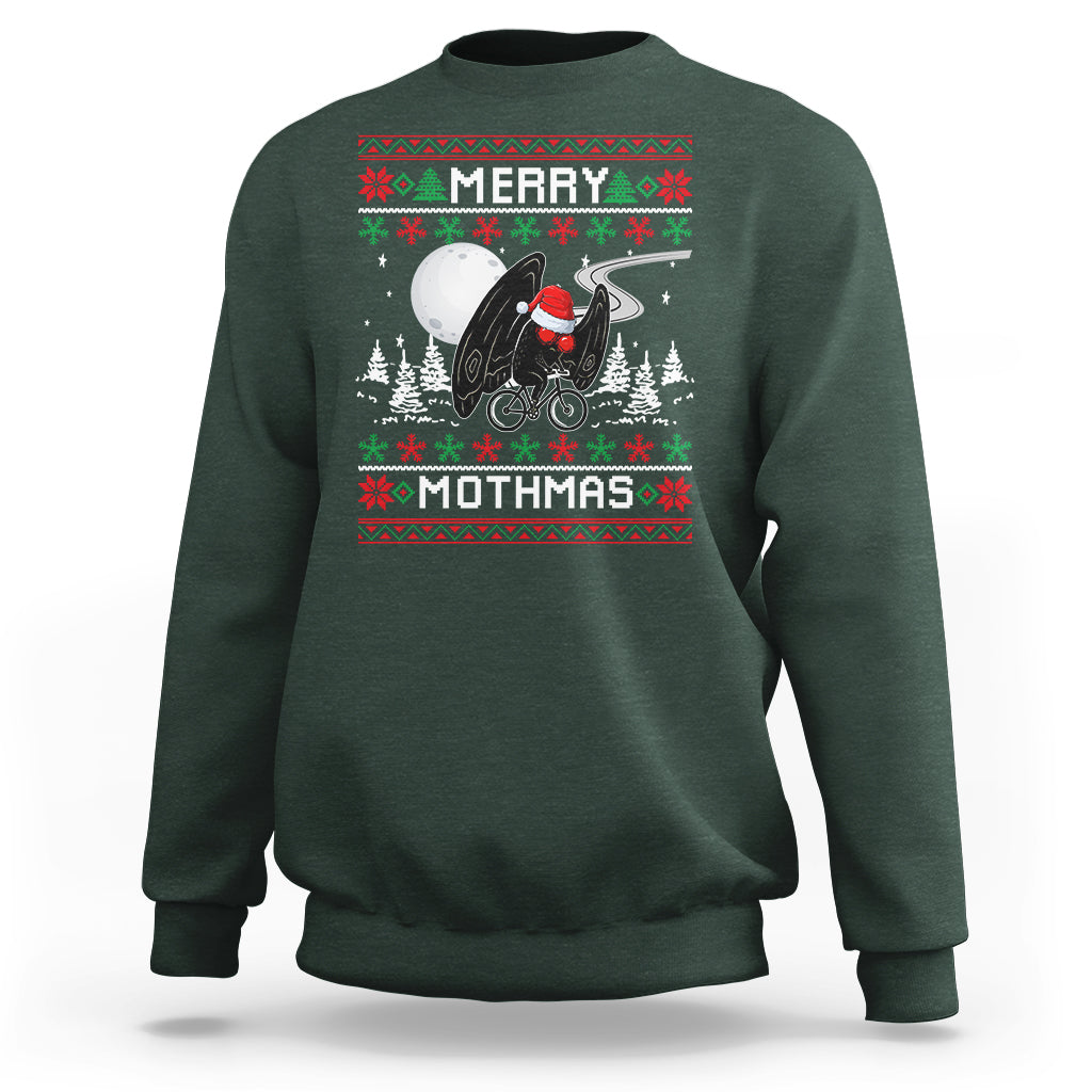 Christmas Sweatshirt Merry Mothmas Santa Mothman Xmas Night - Wonder Print Shop