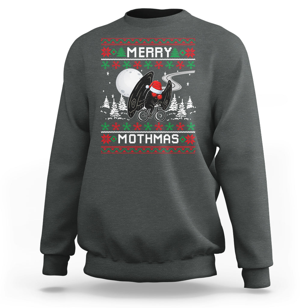 Christmas Sweatshirt Merry Mothmas Santa Mothman Xmas Night - Wonder Print Shop