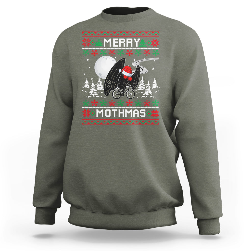 Christmas Sweatshirt Merry Mothmas Santa Mothman Xmas Night - Wonder Print Shop