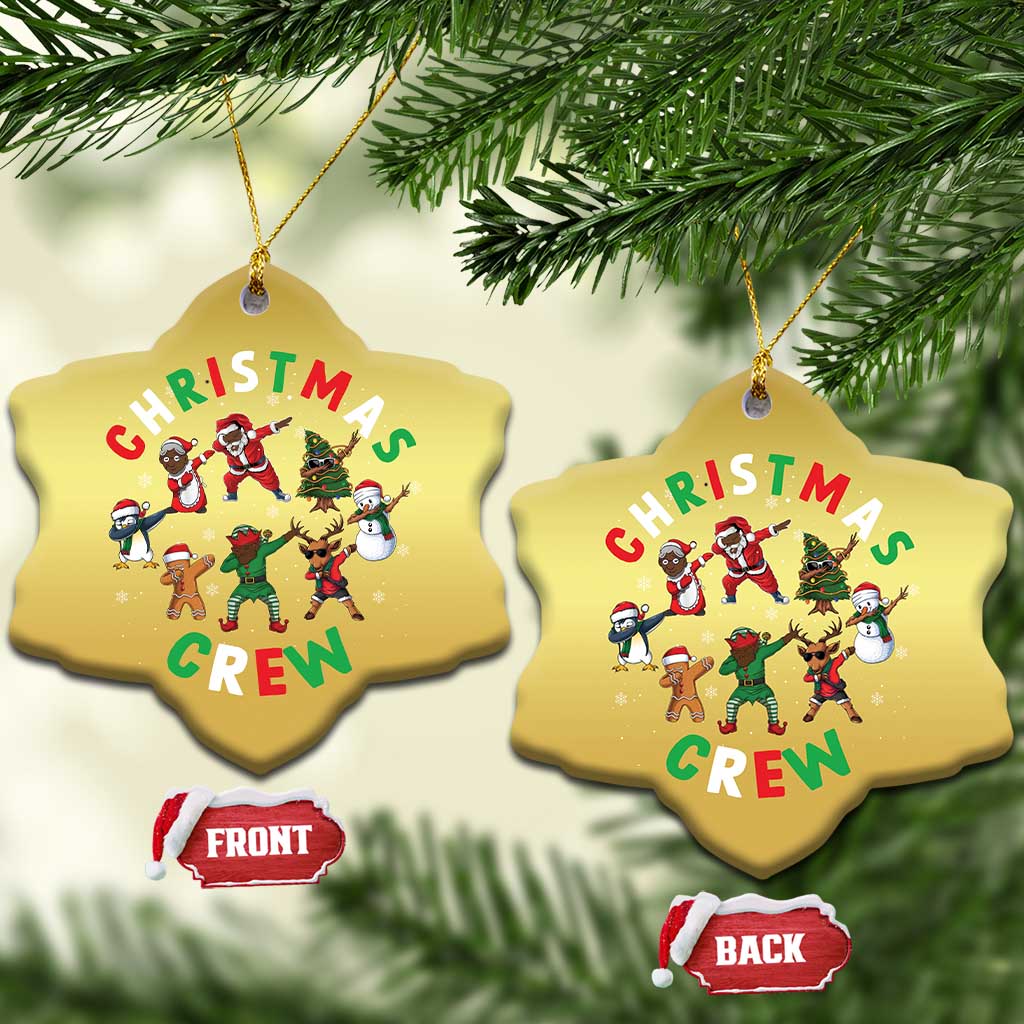 Xmas Crew Christmas Ornament Black African American Santa Reindeer Snowman Dabbing - Wonder Print Shop