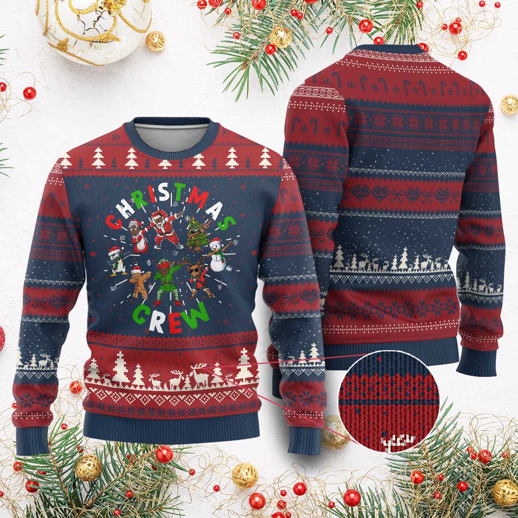 African American Xmas Ugly Christmas Sweater Christmas Crew Black Santa Reindeer Snowman Dabbing - Wonder Print Shop