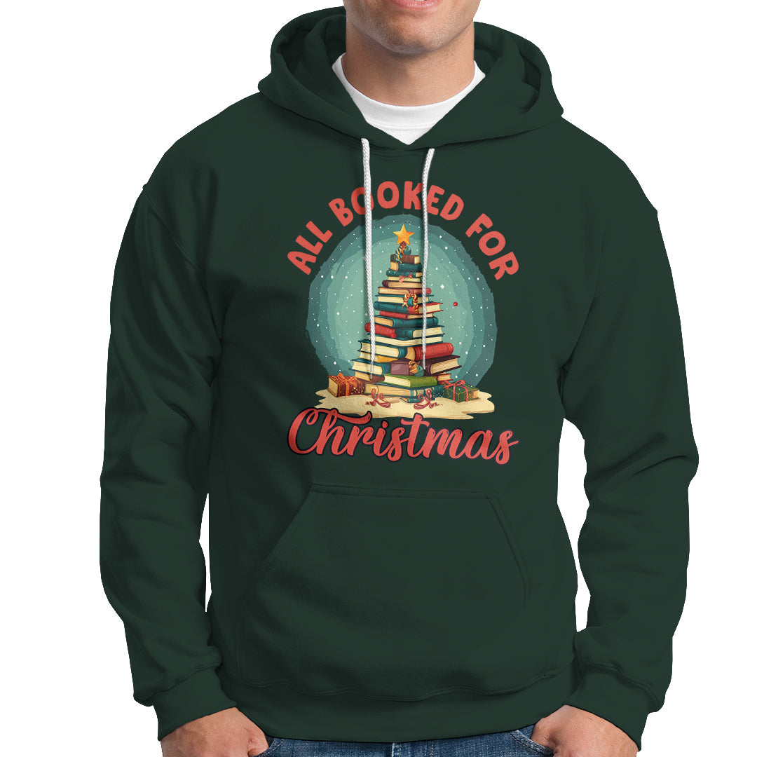 All Booked For Christmas Book Christmas Tree Bookaholic Hoodie - Wonder Print Shop