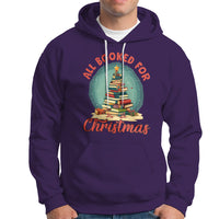 All Booked For Christmas Book Christmas Tree Bookaholic Hoodie - Wonder Print Shop
