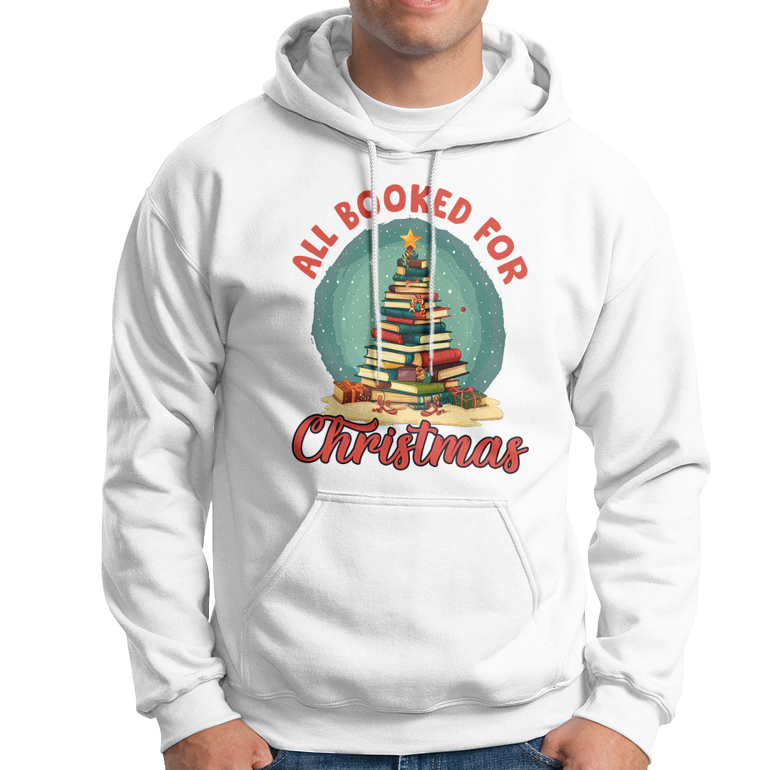 All Booked For Christmas Book Christmas Tree Bookaholic Hoodie - Wonder Print Shop