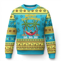 Funny Xmas In Hawaii Ugly Christmas Sweater Meowy Kalikimaka Cat Chillin' Ho Ho Ho Xmas Palm Tree - Wonder Print Shop
