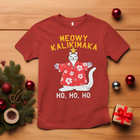 Christmas In Hawaii T Shirt Meowy Kalikimaka Hawaiian Cat Ho Ho Ho Xmas Tree - Wonder Print Shop