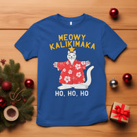 Christmas In Hawaii T Shirt Meowy Kalikimaka Hawaiian Cat Ho Ho Ho Xmas Tree - Wonder Print Shop