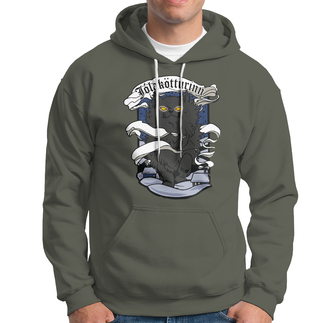 Icelandic Christmas Hoodie Yule Cat Jolakotturinn Xmas Eve - Wonder Print Shop