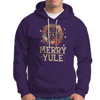 Merry Yule And Winter Solstice Flower Wreath Pentagram Hoodie - Wonder Print Shop
