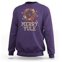 Merry Yule And Winter Solstice Flower Wreath Pentagram Sweatshirt - Wonder Print Shop