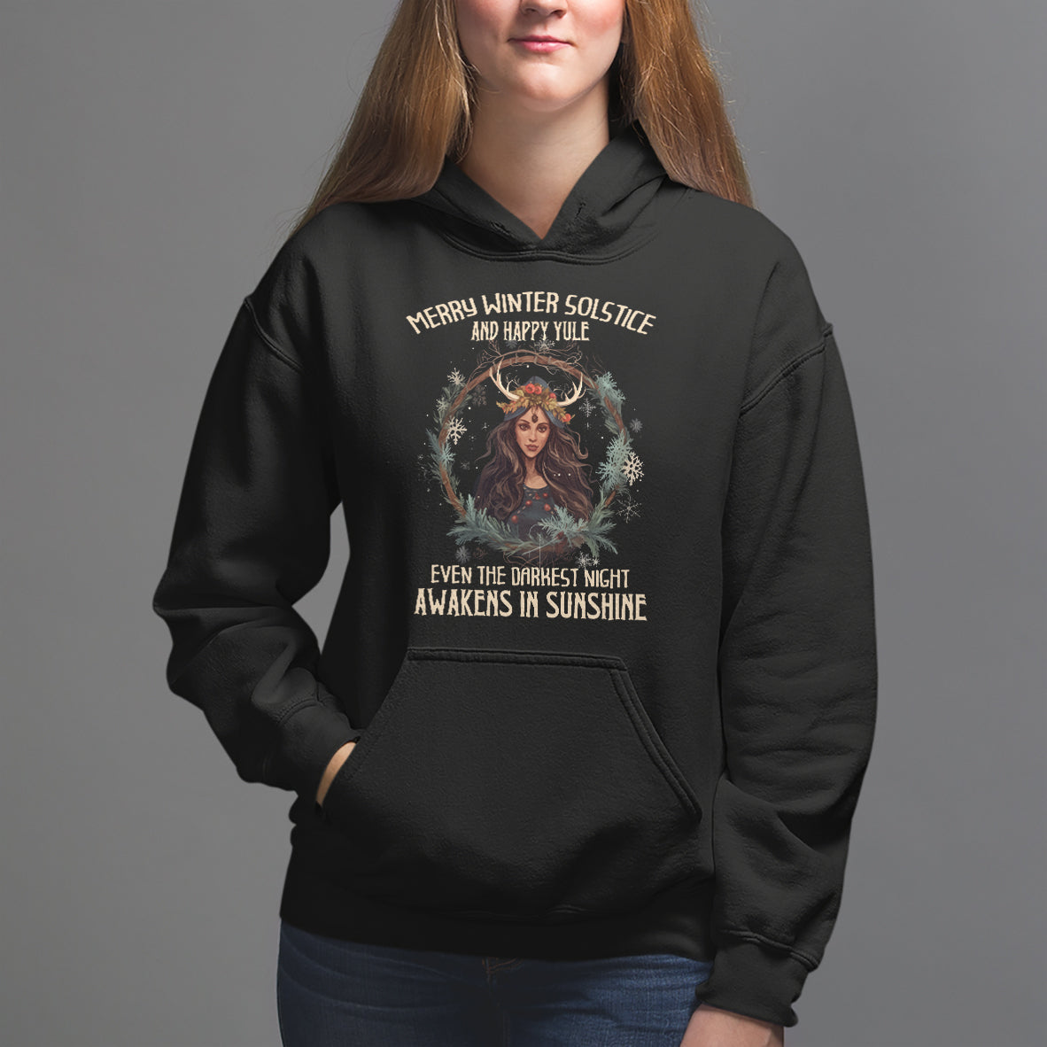 Merry Winter Solstice And Happy Yule Fairy Awakens In Sunshine Hoodie - Wonder Print Shop