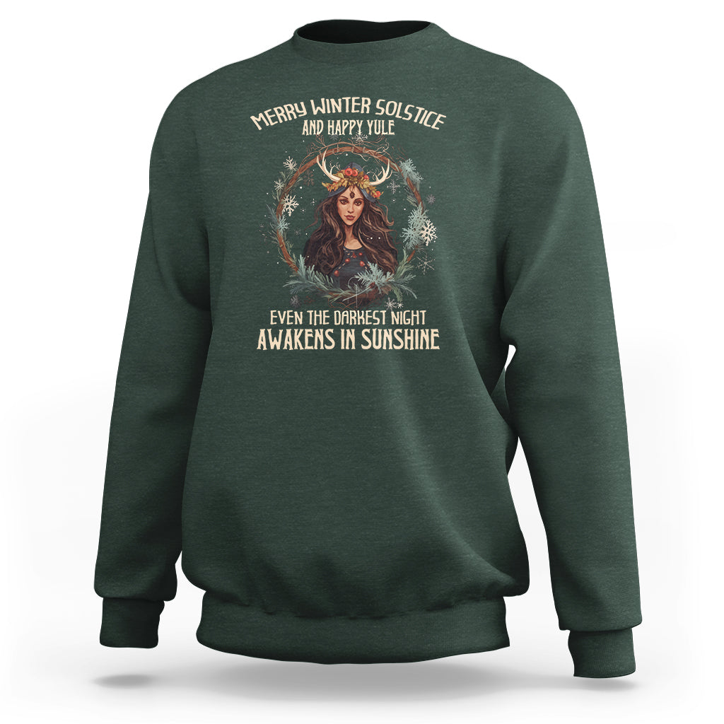 Merry Winter Solstice And Happy Yule Fairy Awakens In Sunshine Sweatshirt - Wonder Print Shop