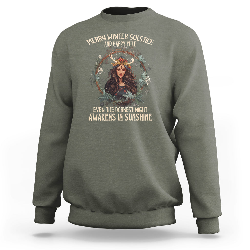 Merry Winter Solstice And Happy Yule Fairy Awakens In Sunshine Sweatshirt - Wonder Print Shop