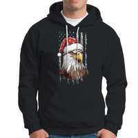 Christmas Hoodie Santa Bald Eagle USA Flag Patriotic Xmas - Wonder Print Shop