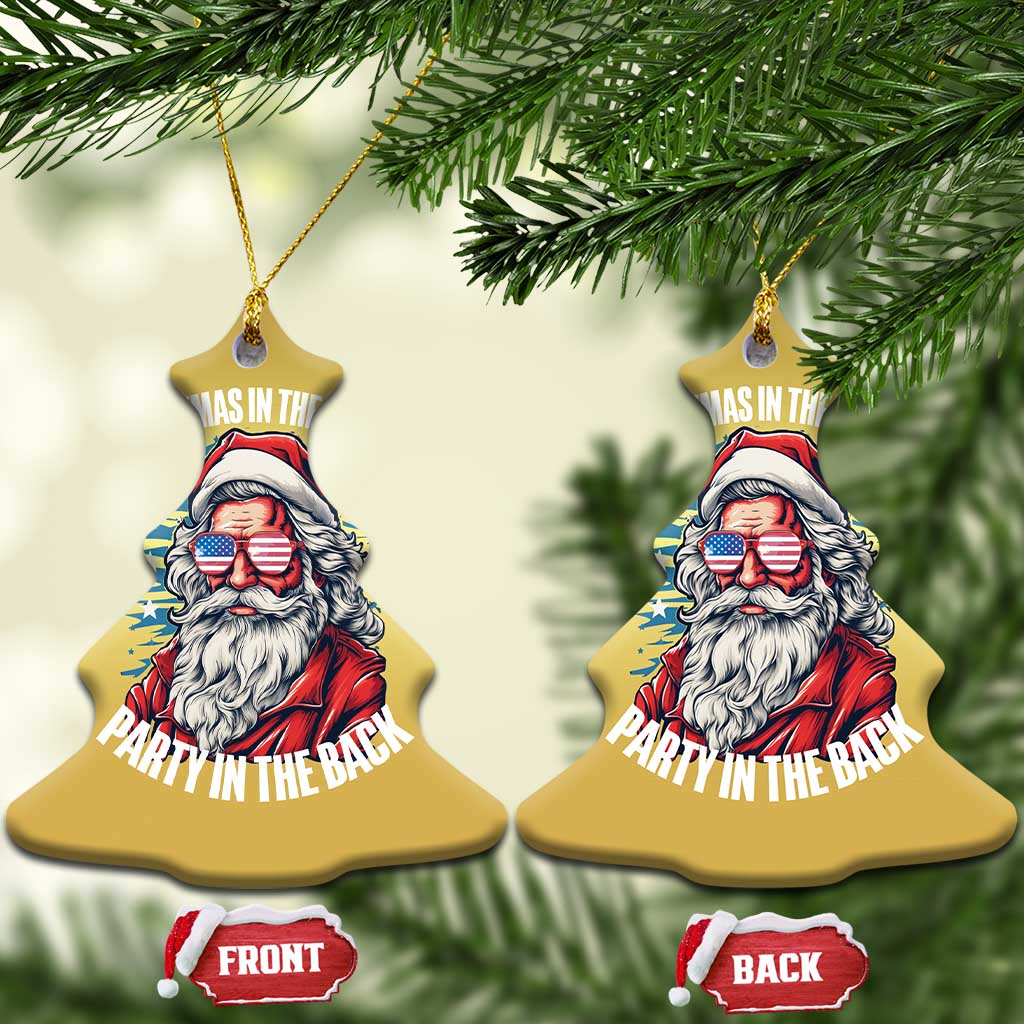 Christmas in the Front Party in the Back USA Patriotic Santa Christmas Ornament - Wonder Print Shop