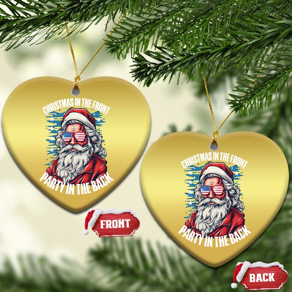 Christmas in the Front Party in the Back USA Patriotic Santa Christmas Ornament - Wonder Print Shop